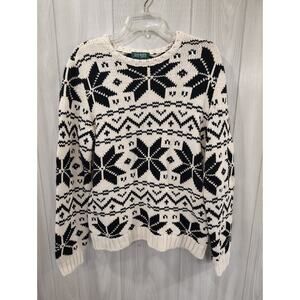 Lauren Ralph Lauren Heavy Knit Cotton Sweater Size XL Holidays Office
